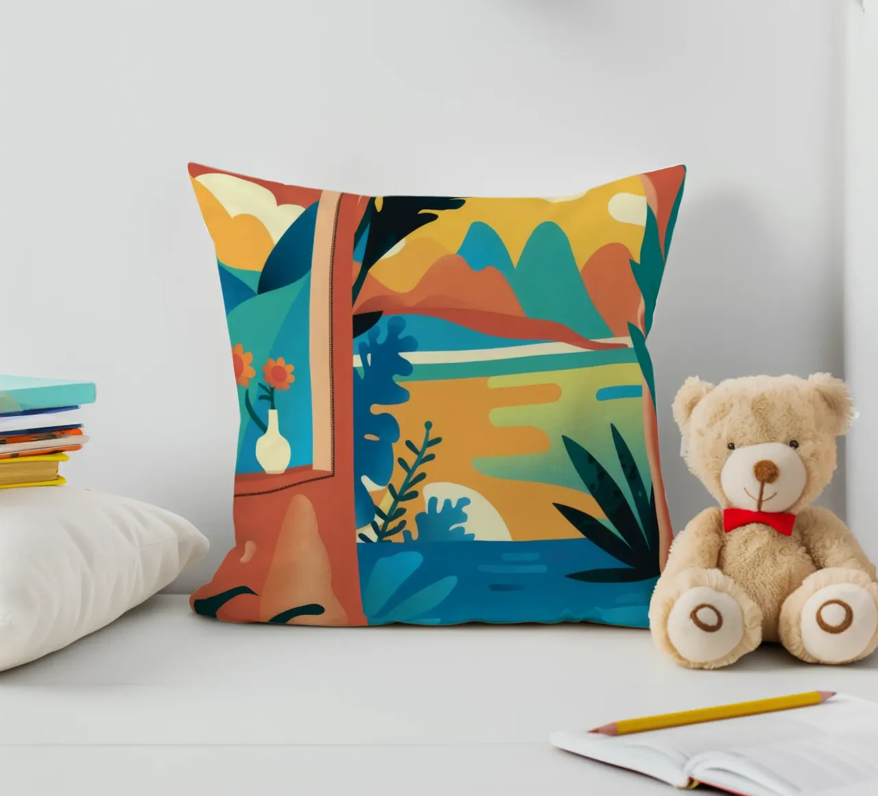 Architectural Abstract Vista decorative cushion by FadeAura