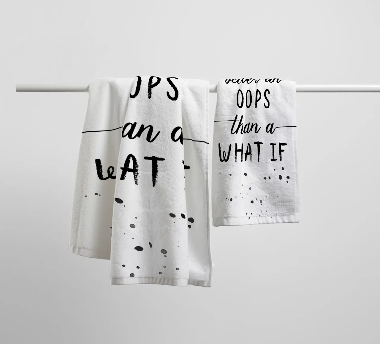 TEXT ART Better an oops than a what if badhanddoek van Melanie Viola