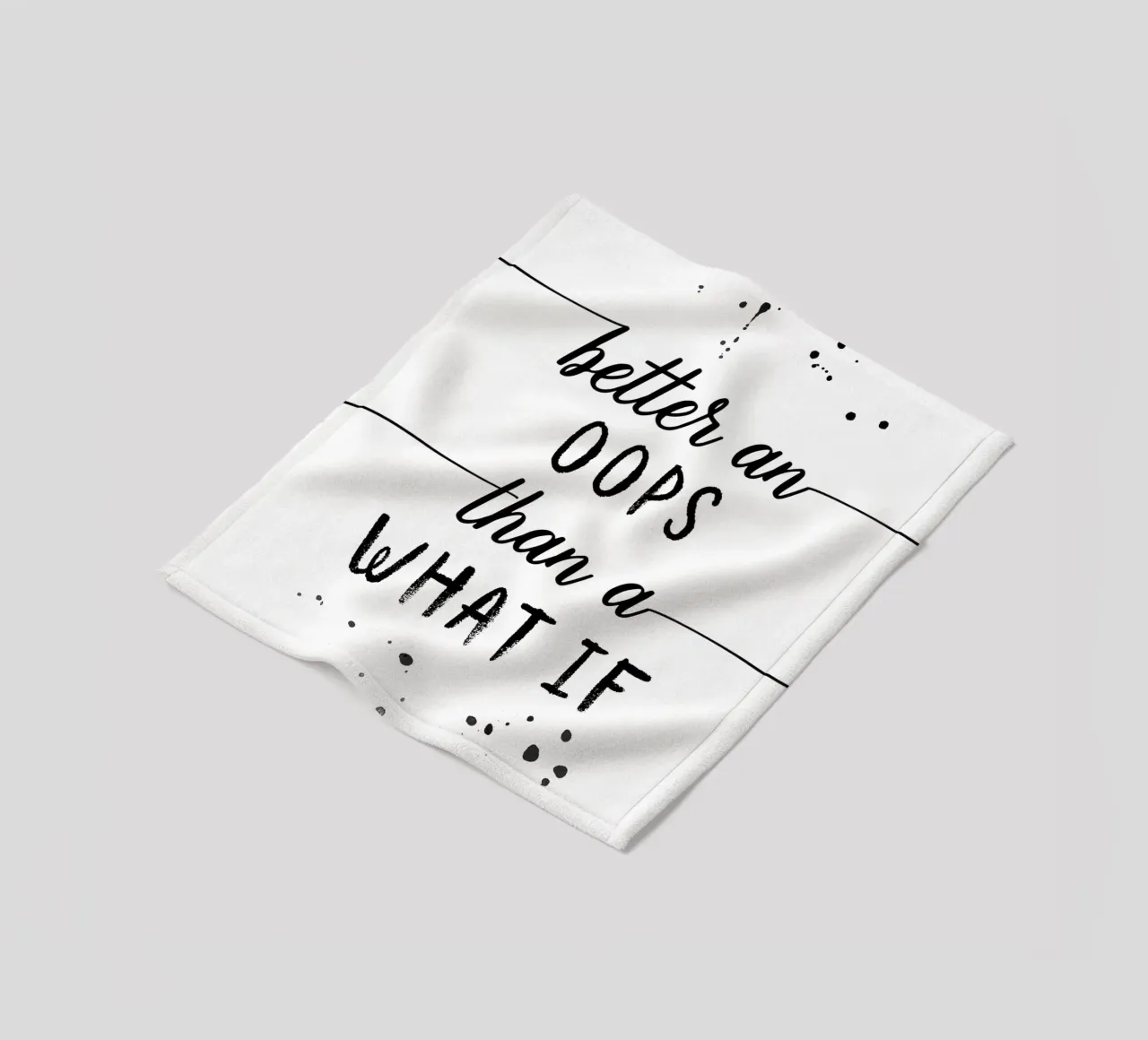 TEXT ART Better an oops than a what if Fleecedecke von Melanie Viola