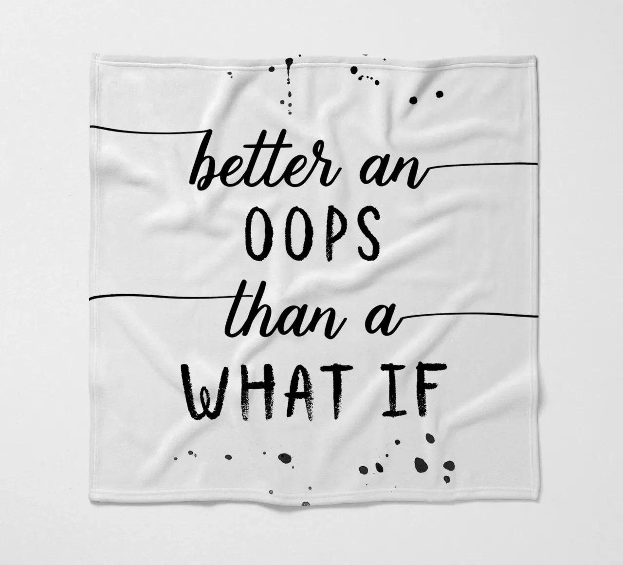 TEXT ART Better an oops than a what if plaid polaire de Melanie Viola