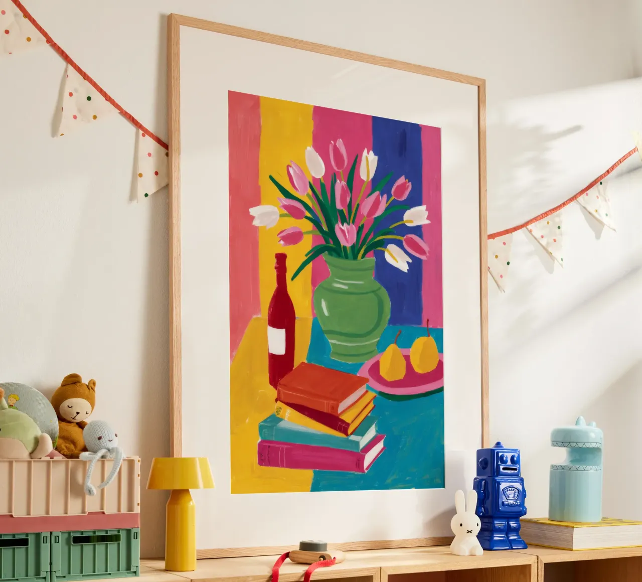 Pila di libri Tulipano poster con telaio in plastica da Haven Fantasy