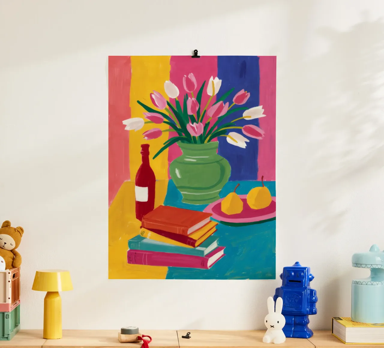 Pila di libri Tulipano poster con telaio in plastica da Haven Fantasy