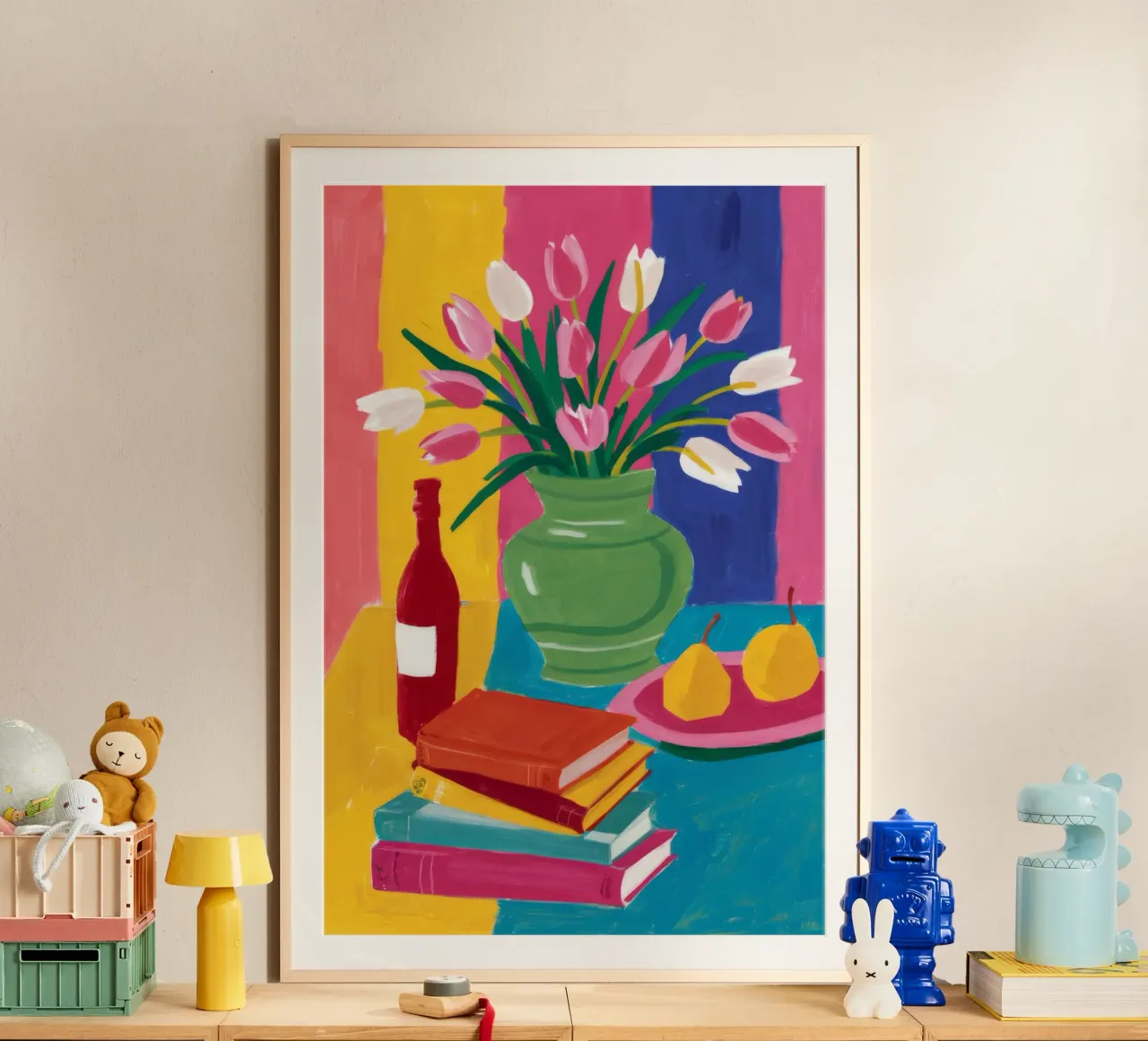 Pila di libri Tulipano poster con telaio in plastica da Haven Fantasy