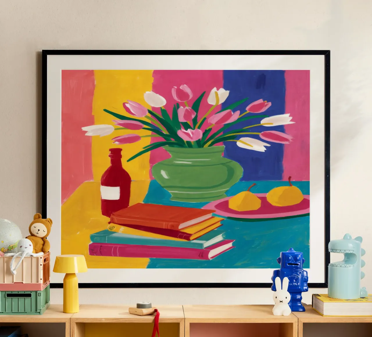 Pila di libri Tulipano poster con telaio in plastica da Haven Fantasy