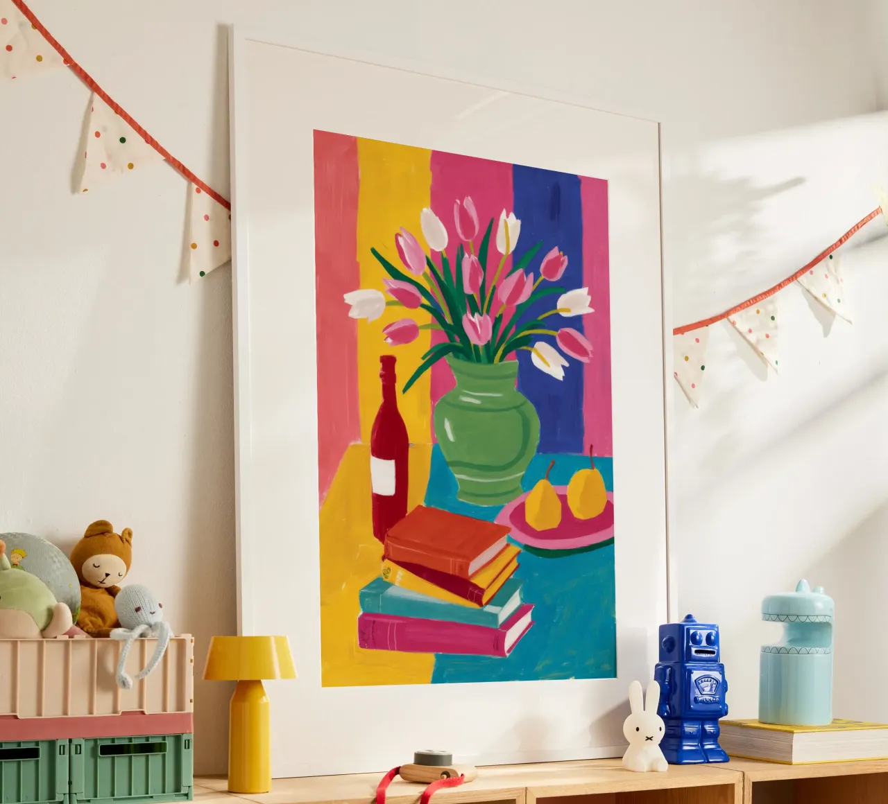 Pila di libri Tulipano poster con telaio in plastica da Haven Fantasy