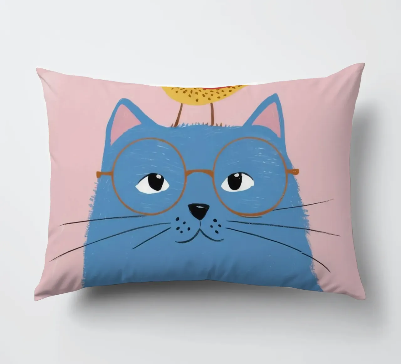 Chat bleu Oiseau jaune coussin de Muse Artworks