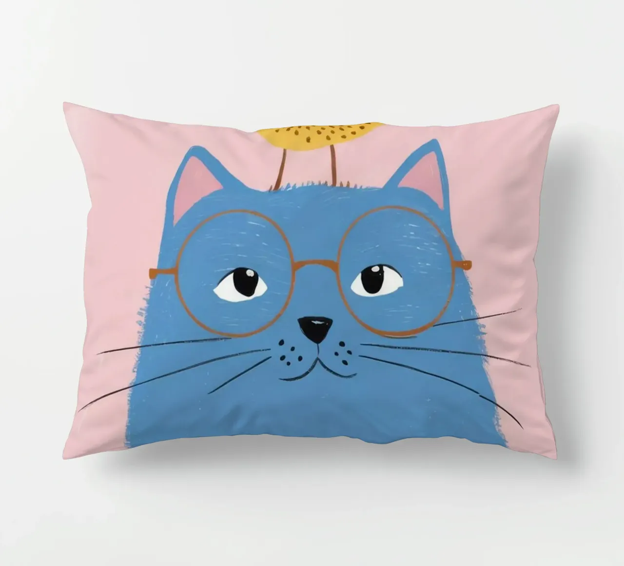 Chat bleu Oiseau jaune coussin de Muse Artworks