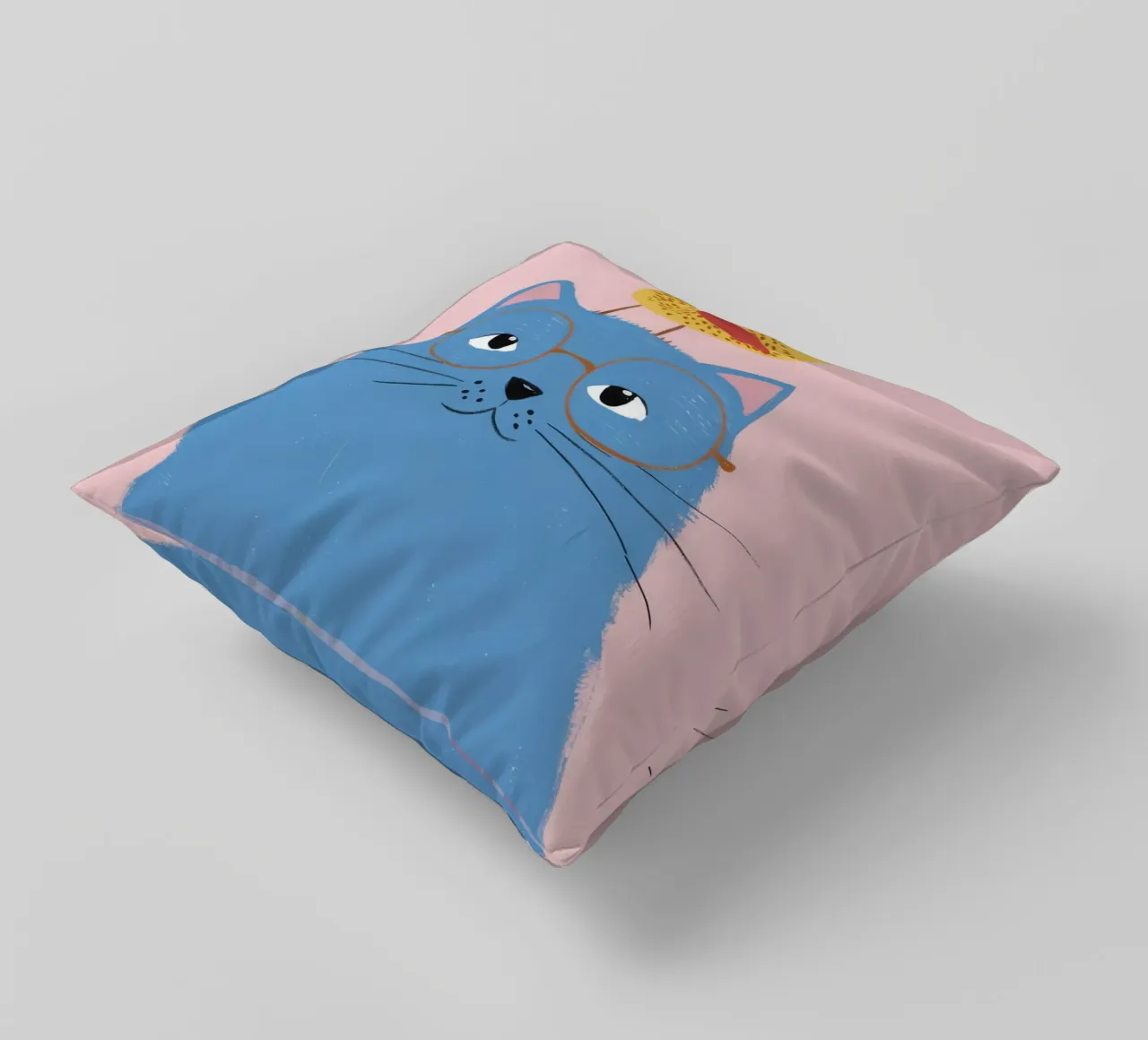 Chat bleu Oiseau jaune coussin de Muse Artworks