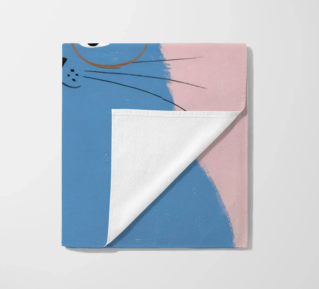 Blue Cat Yellow Bird beach towel by Muse Artworks