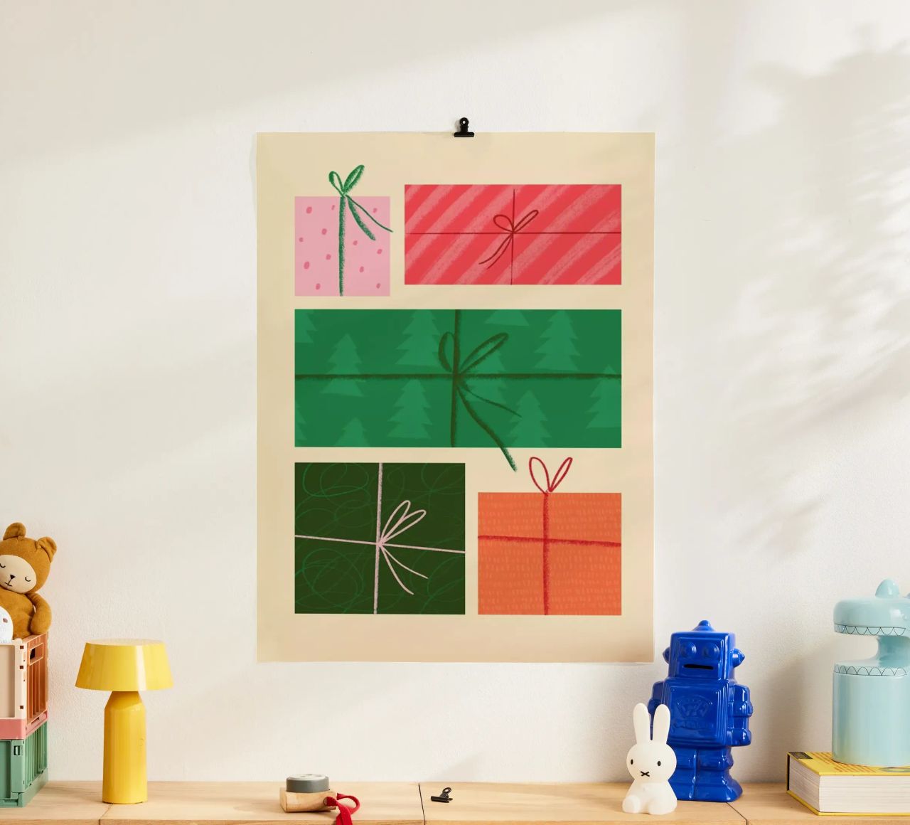 Pile Of Presents poster met kunststof frame van Studio One
