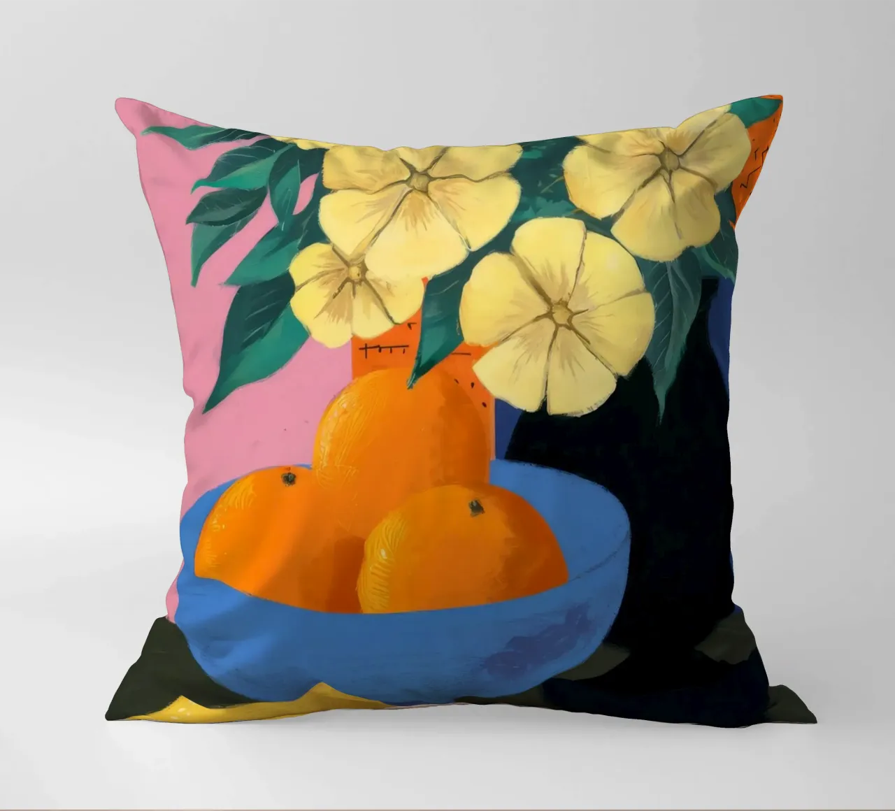 Lemon Bloom Contrast decorative cushion by Tiga Bersama