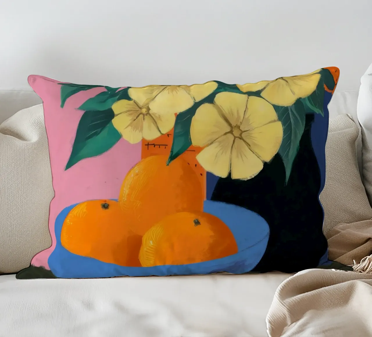 Lemon Bloom Contrast decorative cushion by Tiga Bersama