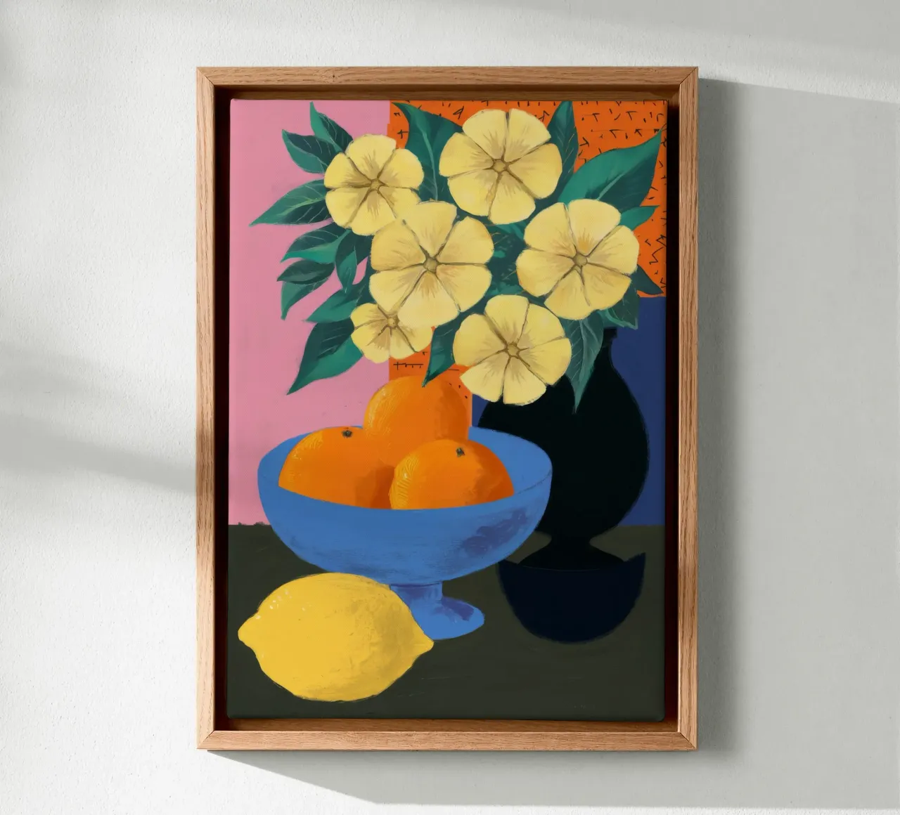 Lemon Bloom Contrast canvas with Floater frame by Tiga Bersama