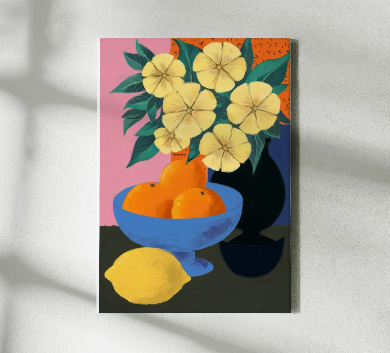 Lemon Bloom Contrast canvas with Floater frame by Tiga Bersama