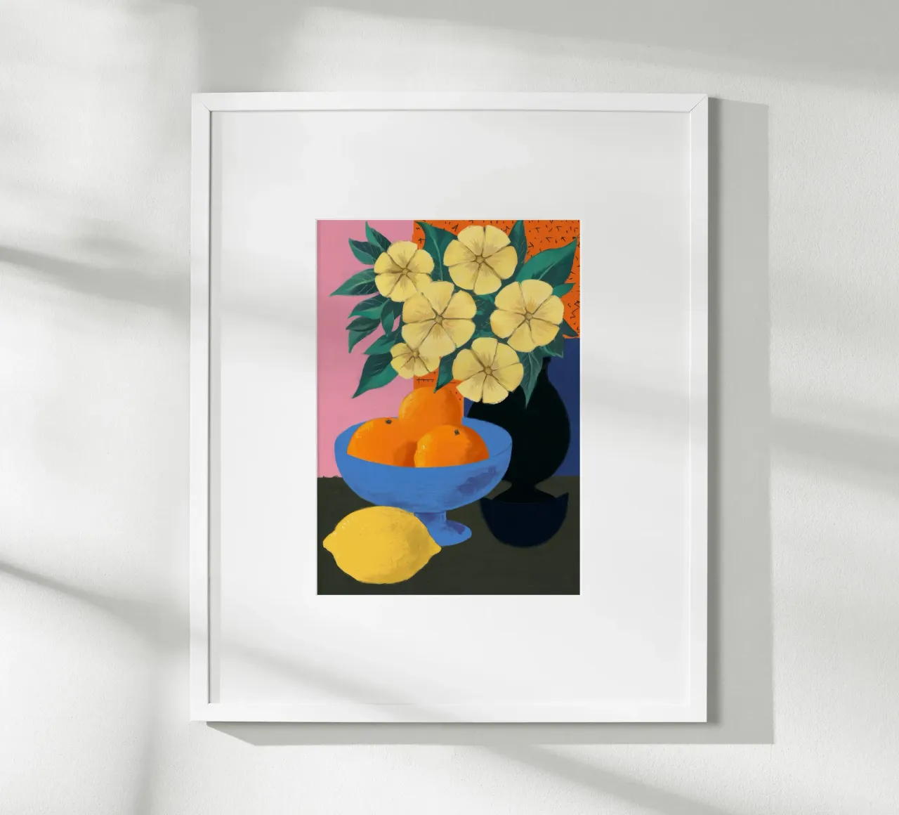 Contrasto al fiore di limone poster con telaio in legno da Tiga Bersama