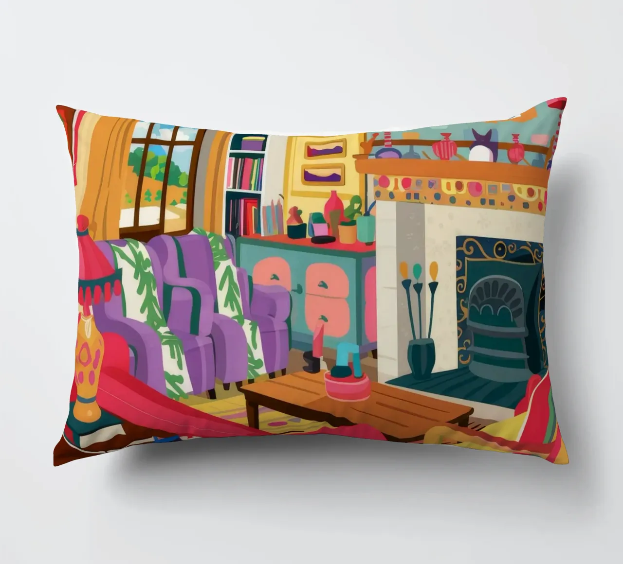 Fireplace Reading Retreat decorative cushion by Haven Fantasy