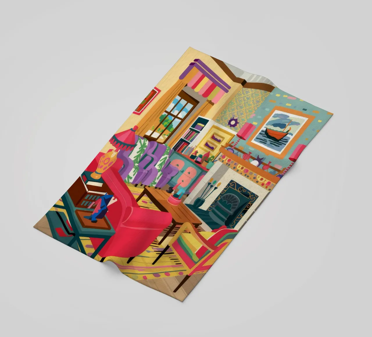 Fireplace Reading Retreat beach towel by Haven Fantasy