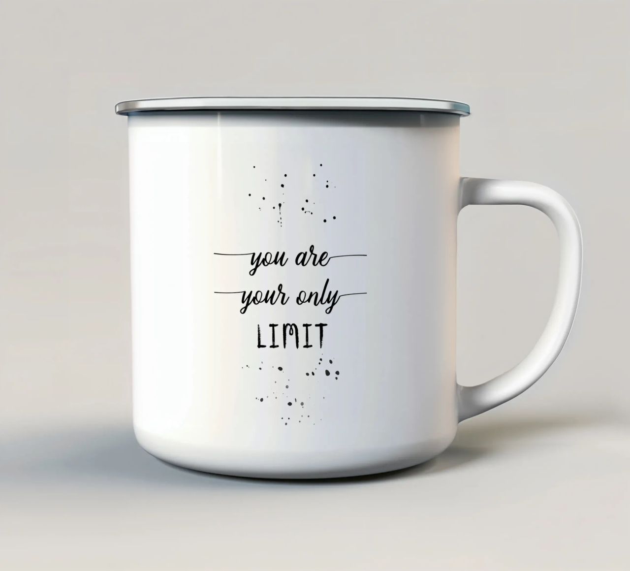 TEXT ART You are your only limit tazza in smalto da Melanie Viola
