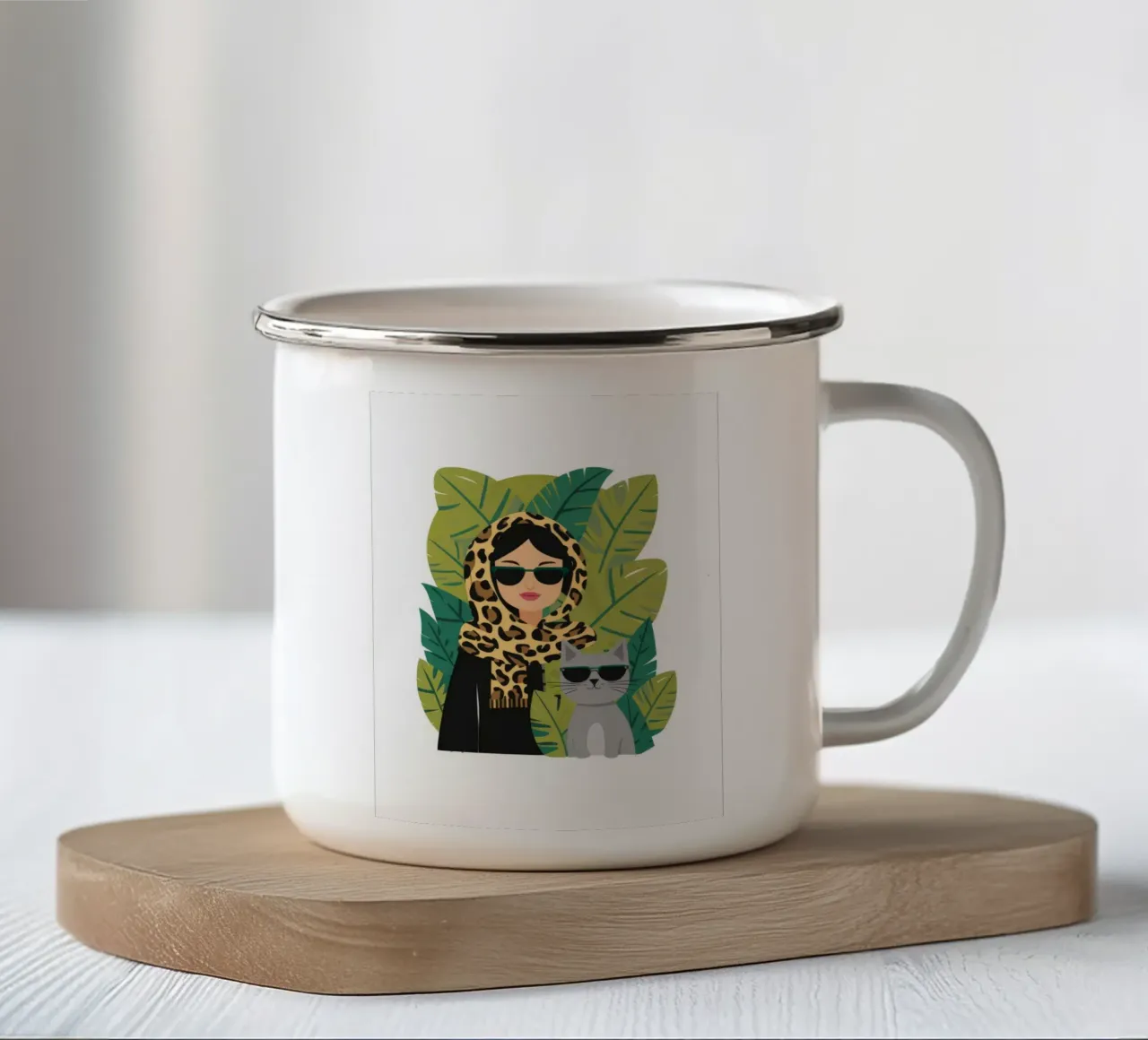 Gatti cool con stampa leopardata tazza in smalto da Stone Decade