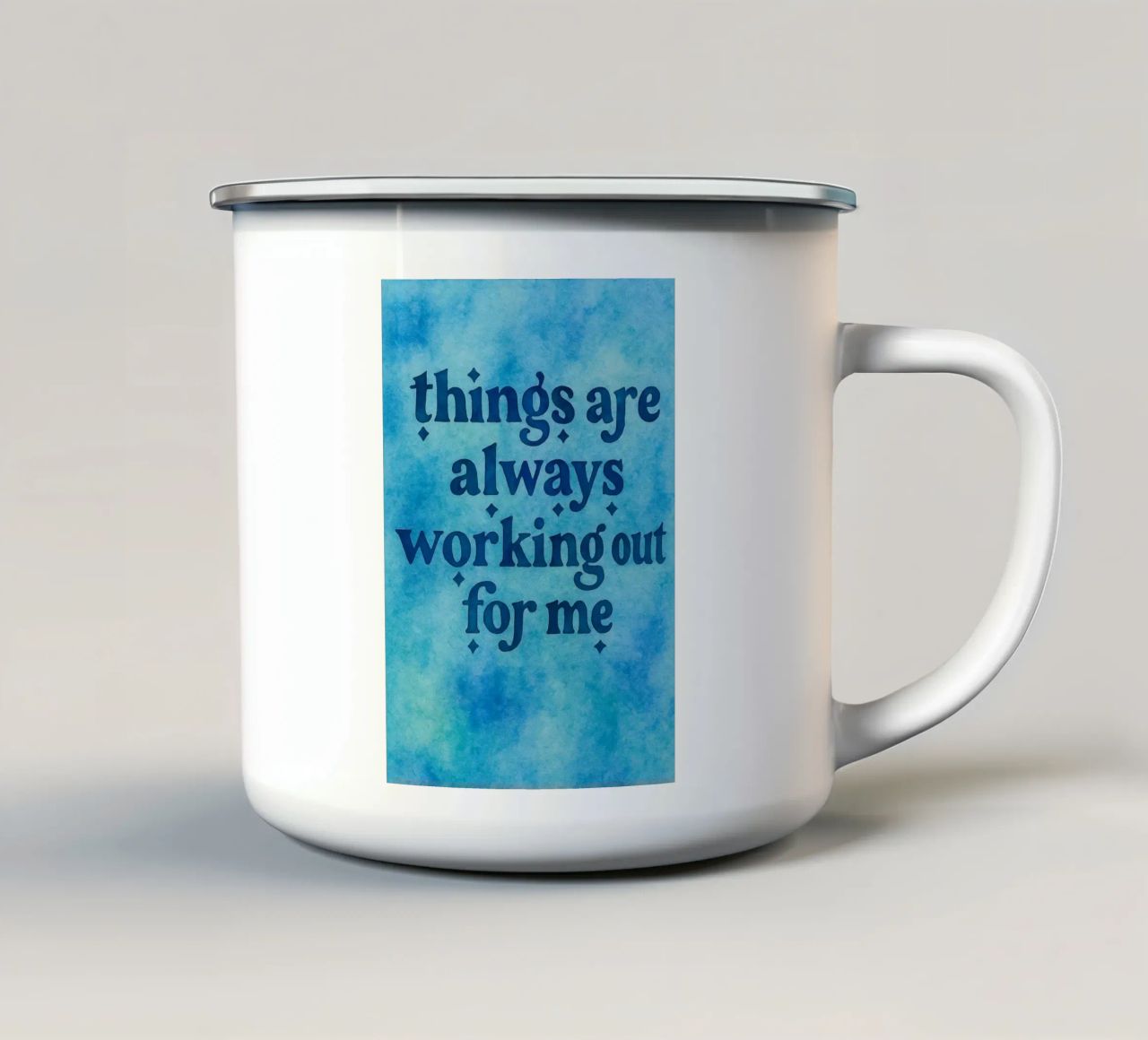 le cose stanno funzionando per me tazza in smalto da onelove