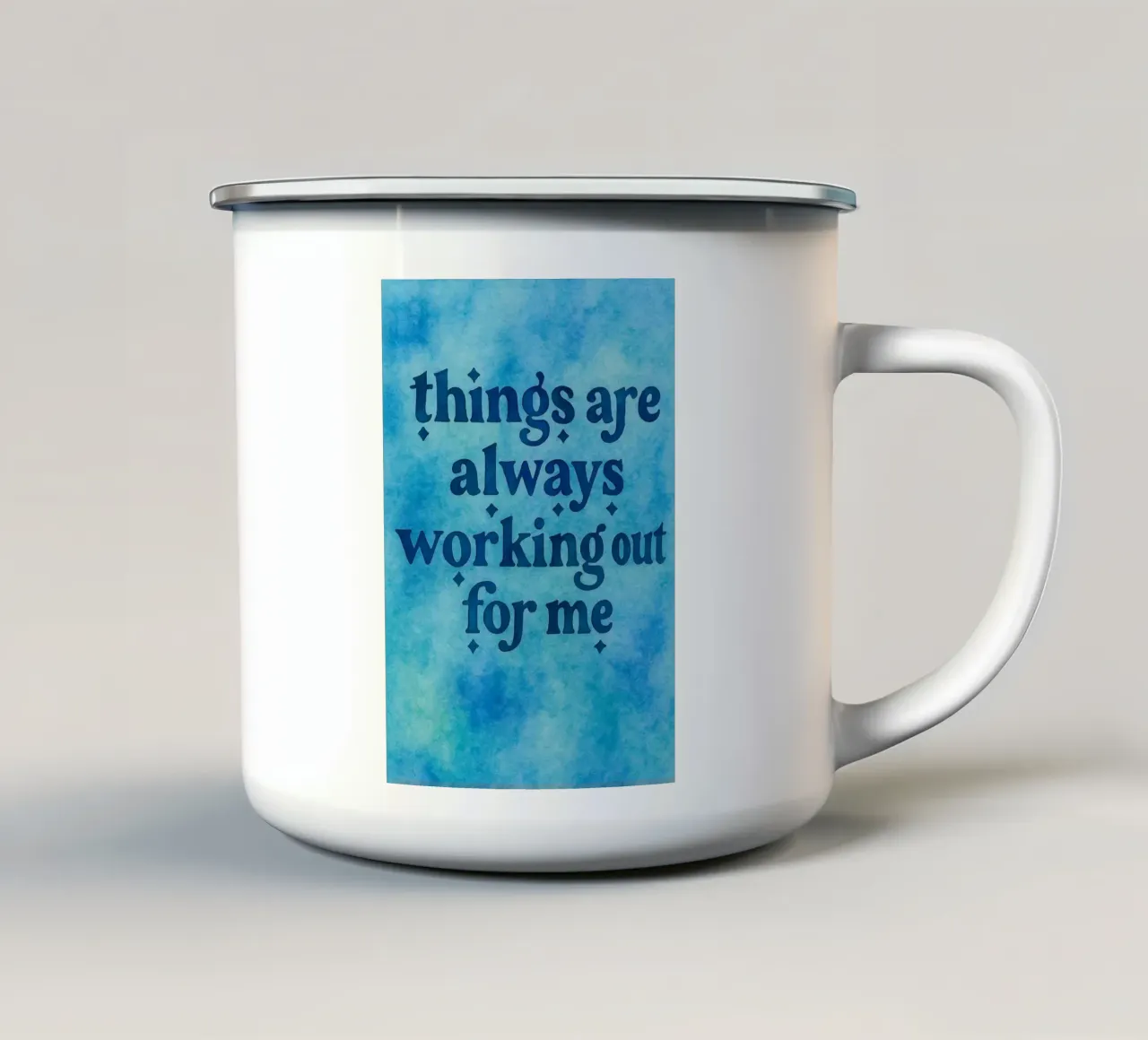 le cose stanno funzionando per me tazza in smalto da onelove