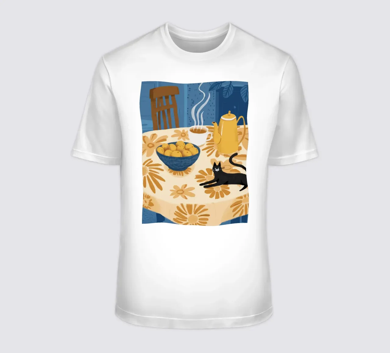 Table Cat Contemplation t-shirt by Stone Decade
