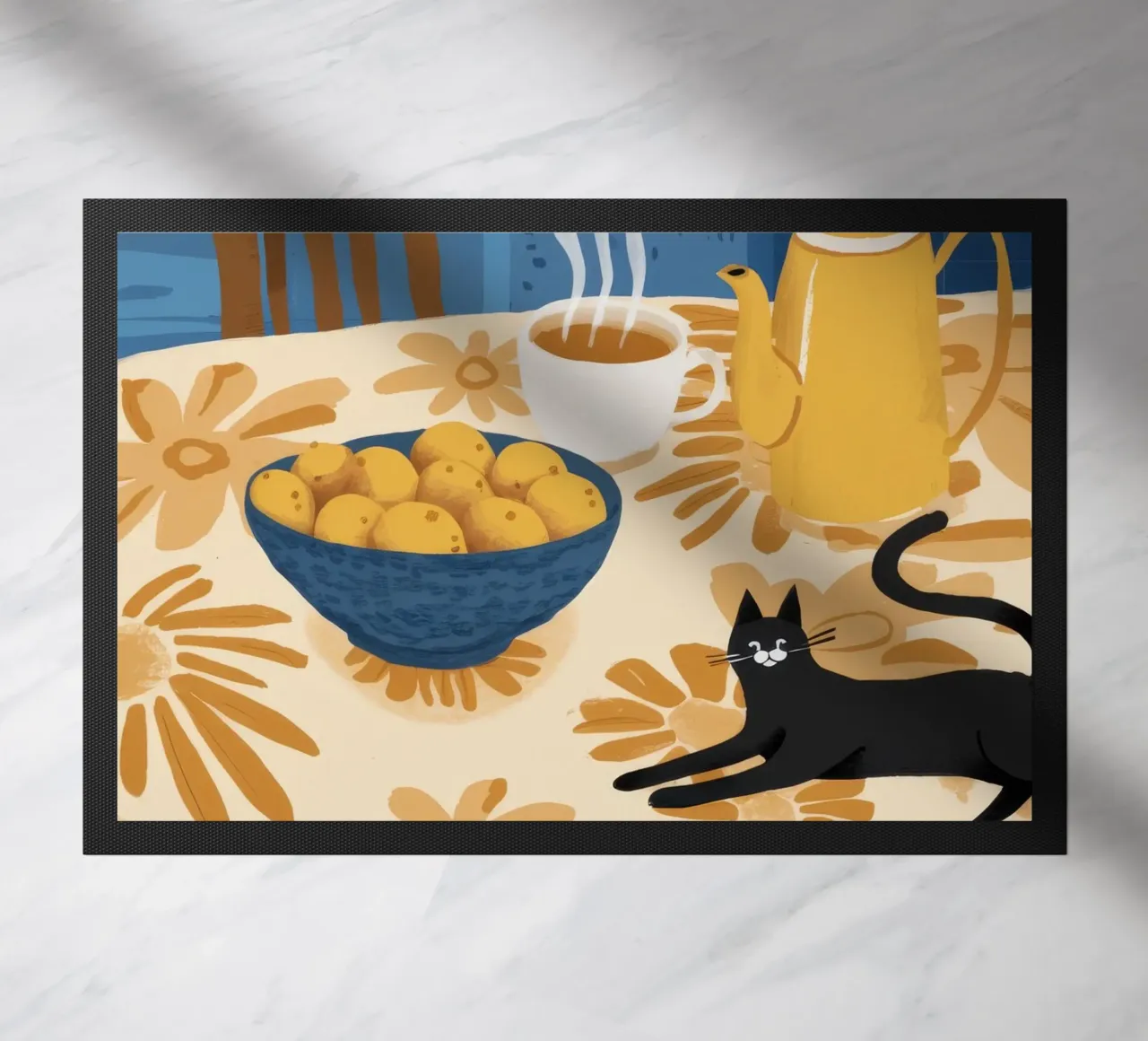 Table Cat Contemplation doormat by Stone Decade