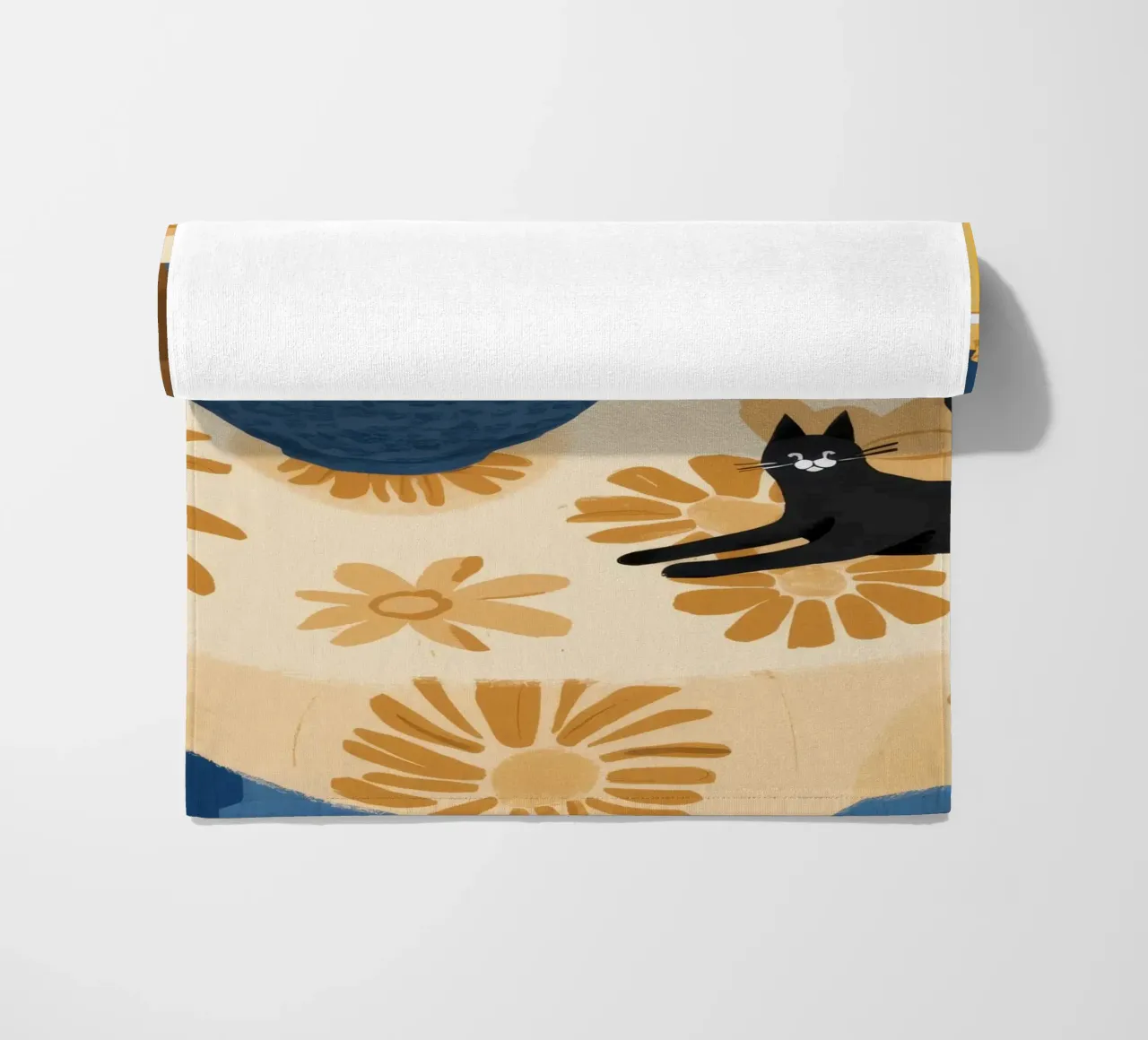Table Cat Contemplation beach towel by Stone Decade