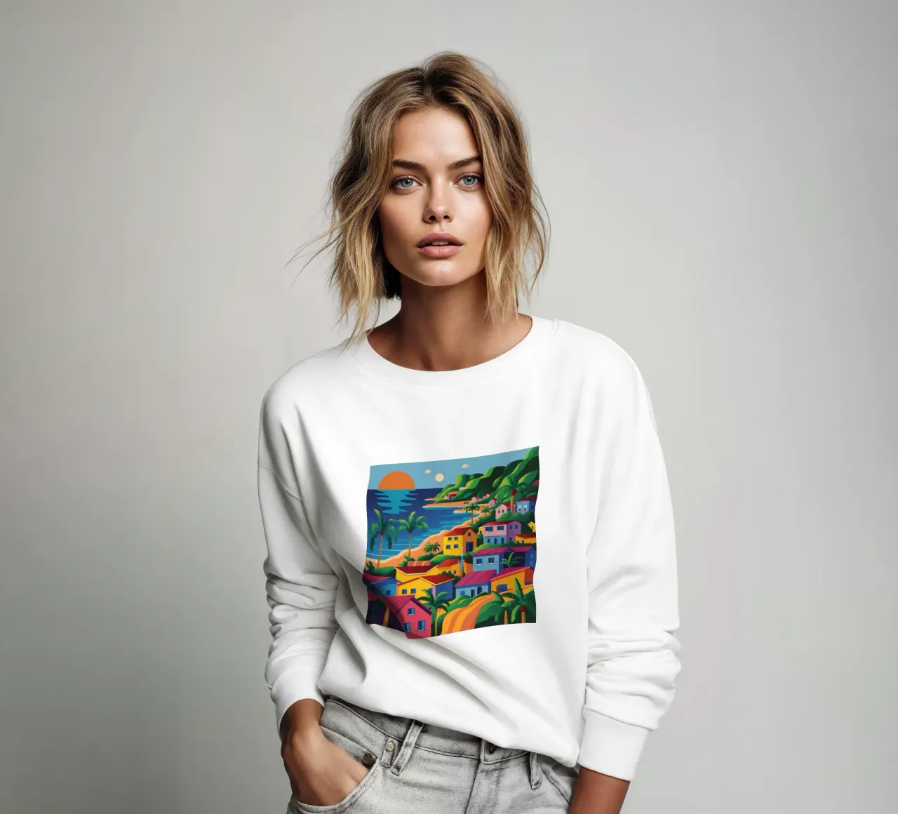 Bahía de la ciudad costera sudadera de FadeAura