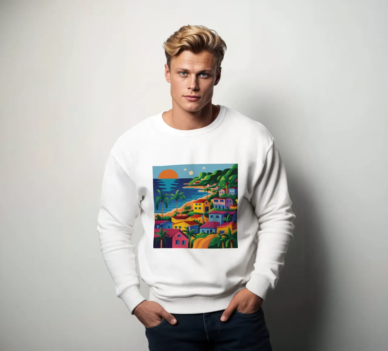 Bahía de la ciudad costera sudadera de FadeAura