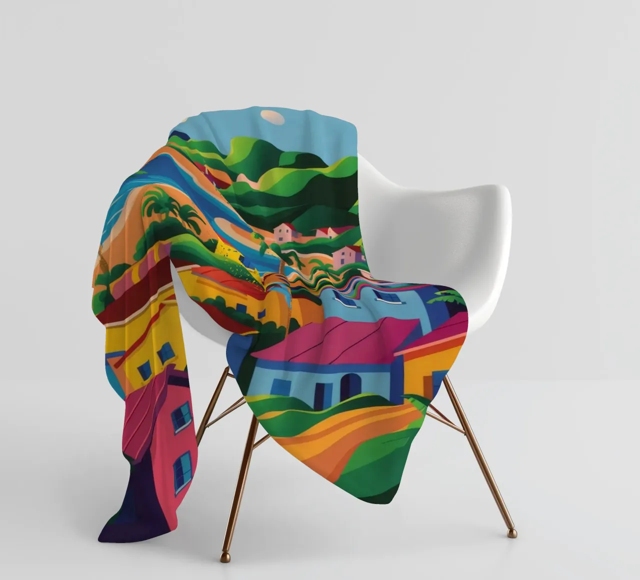 Coastal Town Bay fleece blanket by FadeAura