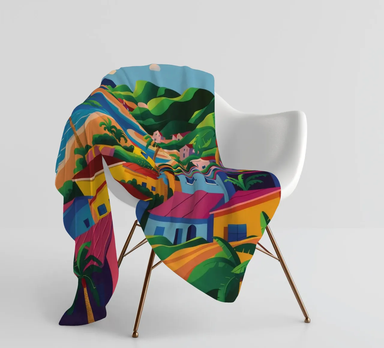Coastal Town Bay fleece blanket by FadeAura