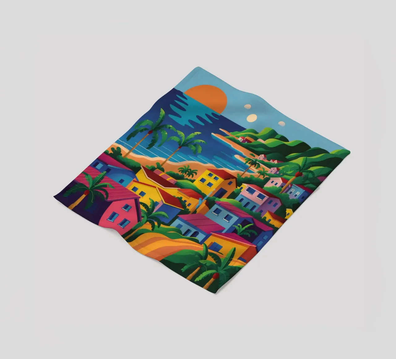Coastal Town Bay fleece blanket by FadeAura