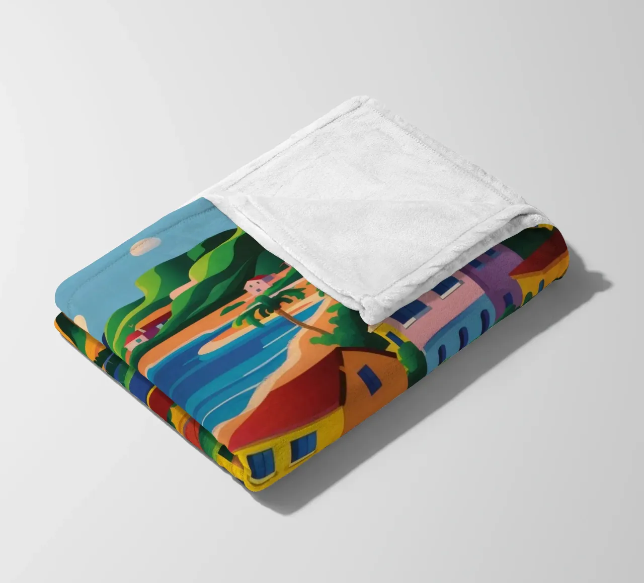 Coastal Town Bay fleece blanket by FadeAura