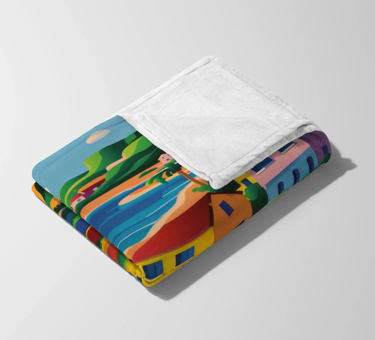 Coastal Town Bay fleece blanket by FadeAura