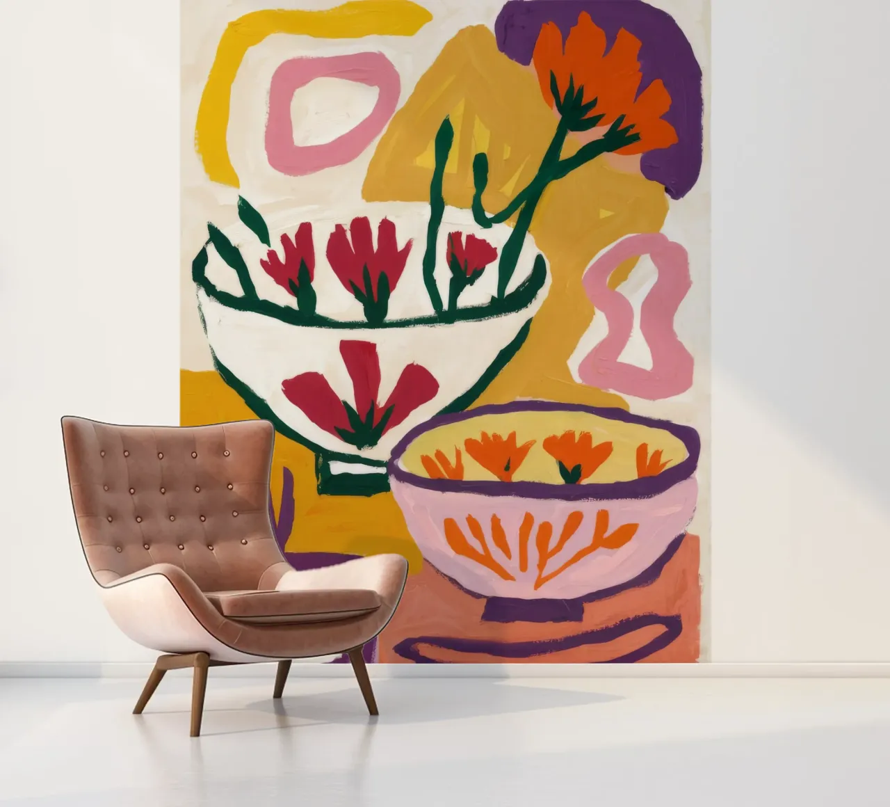 Abstracte bloeivormen fotobehang van Fable Tempa