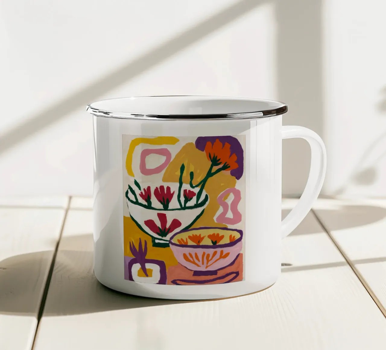 Formas abstractas de floración taza de esmalte de Fable Tempa
