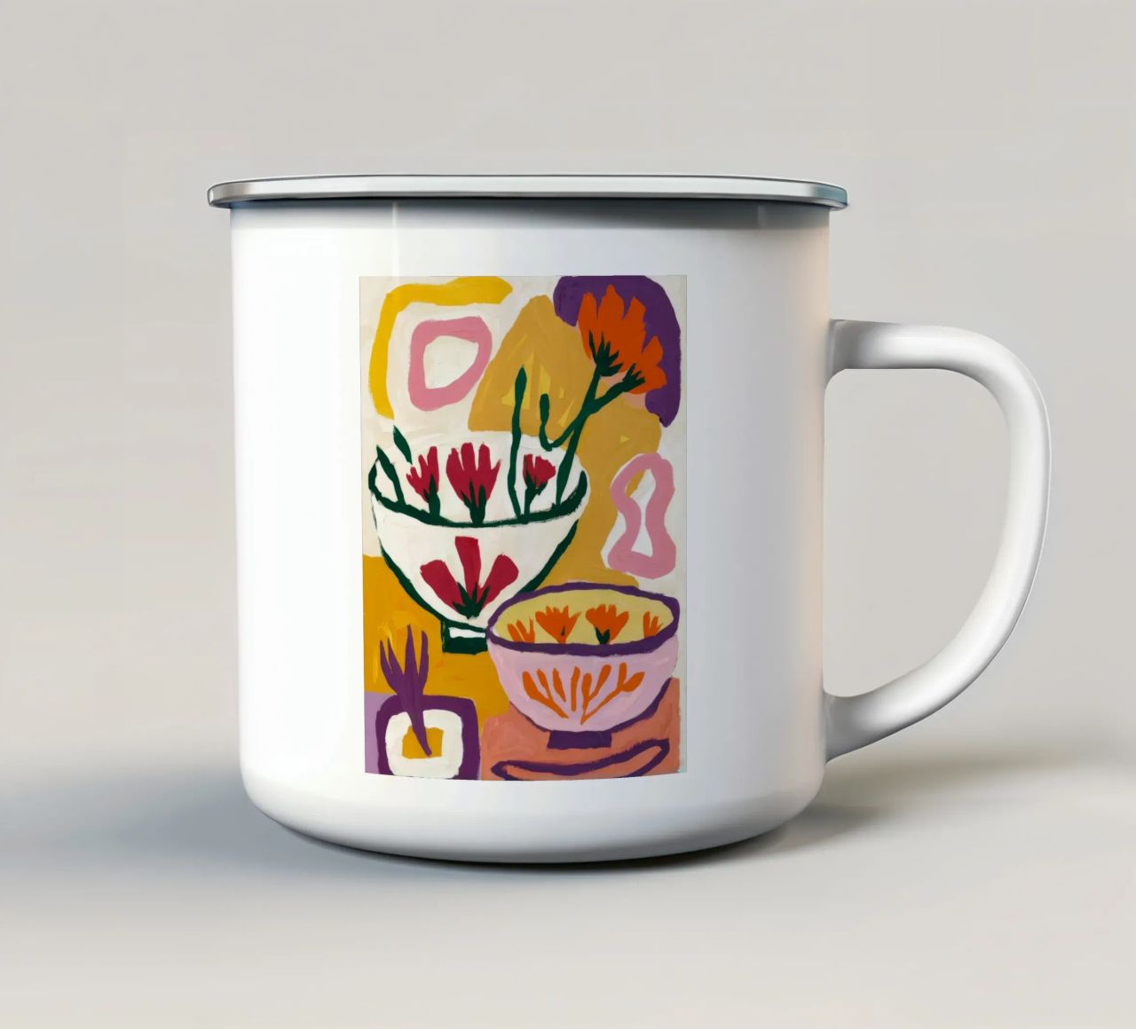 Forme astratte di fioritura tazza in smalto da Fable Tempa