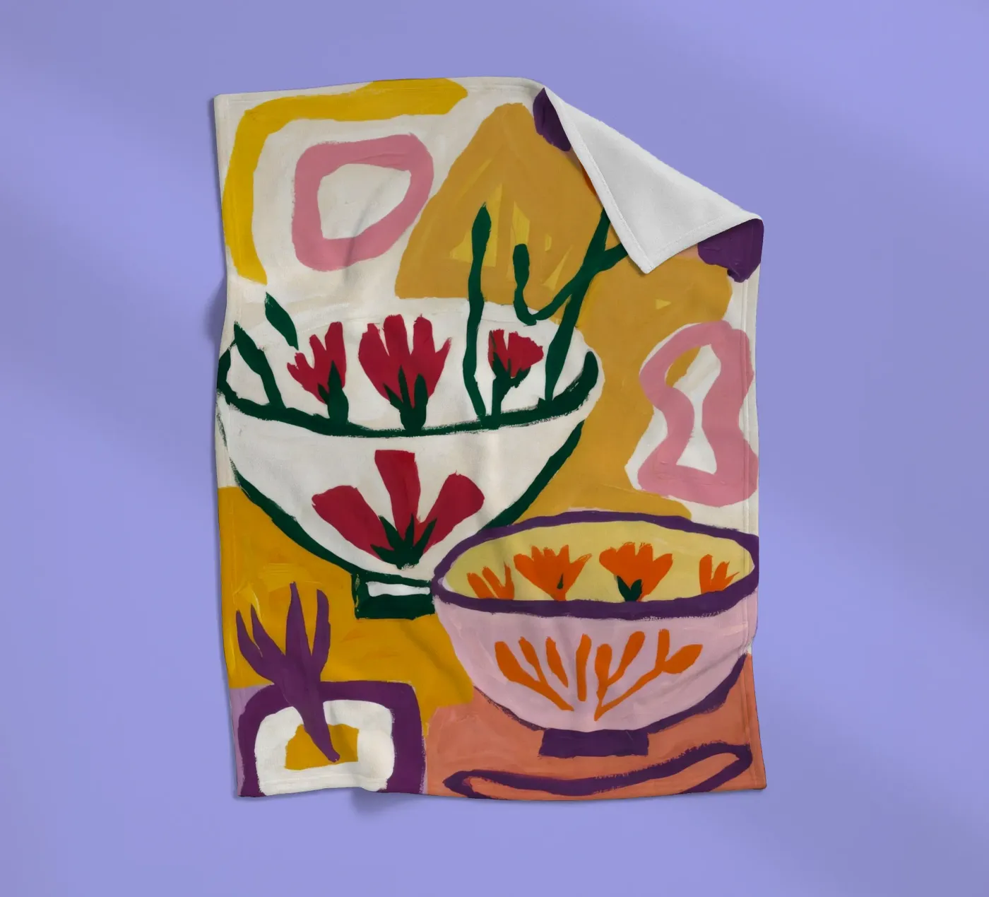 Abstract Bloom Forms fleece blanket by Fable Tempa