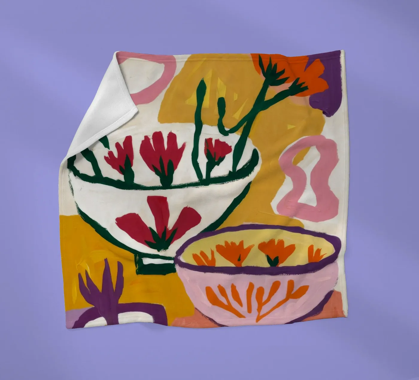 Abstract Bloom Forms fleece blanket by Fable Tempa