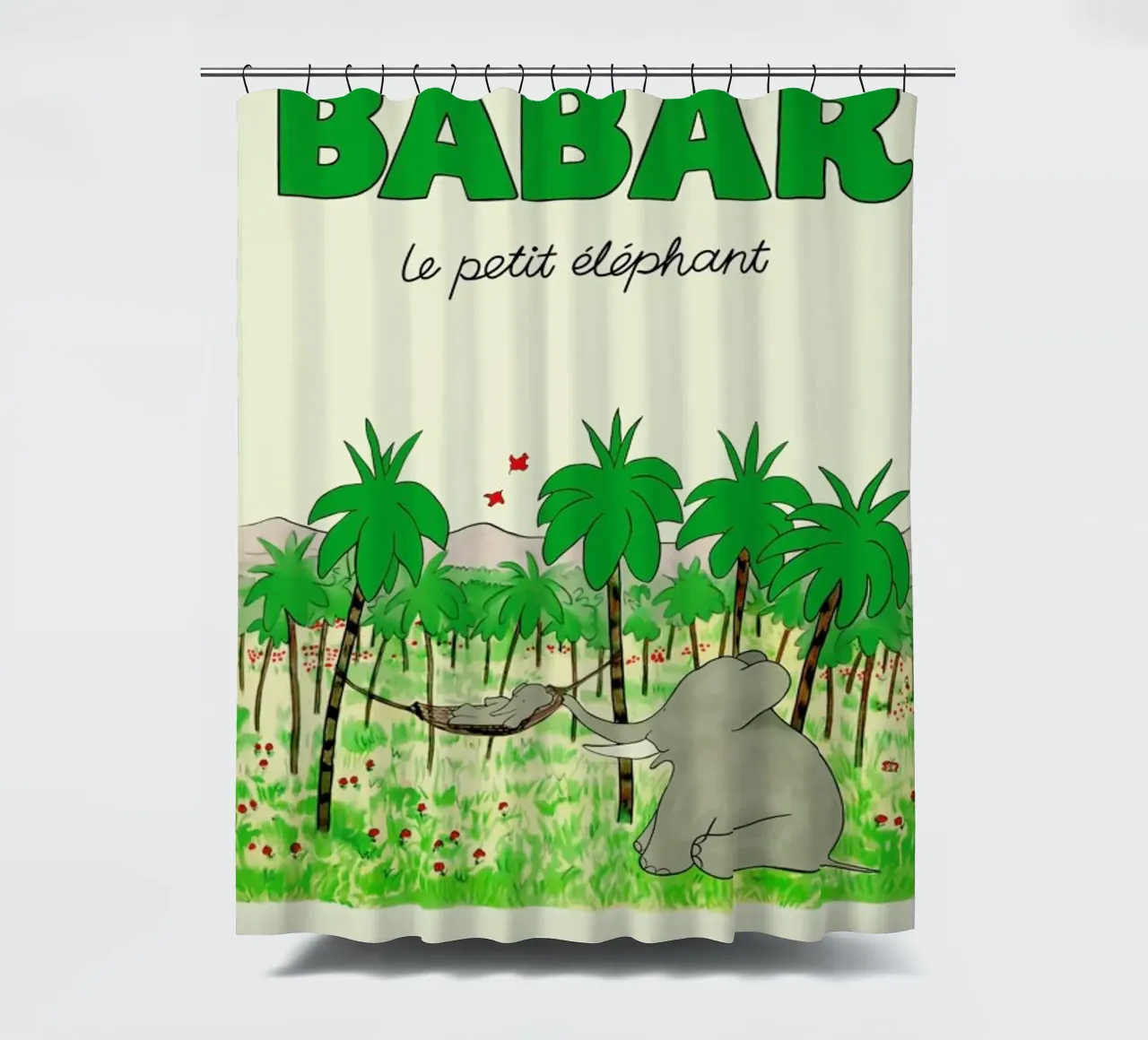 Babar In The Jungle shower curtain by Little Flourishes