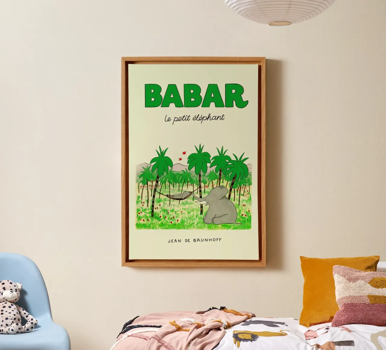 Babar In The Jungle tela con Cornice a cassetta da Little Flourishes
