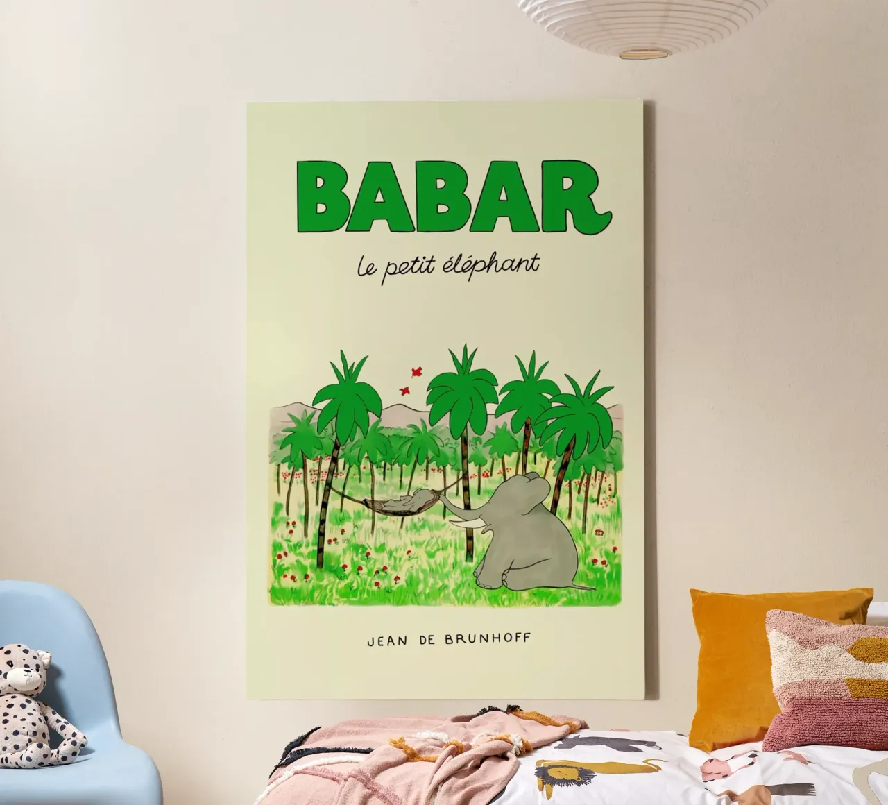 Babar In The Jungle tela con Cornice a cassetta da Little Flourishes