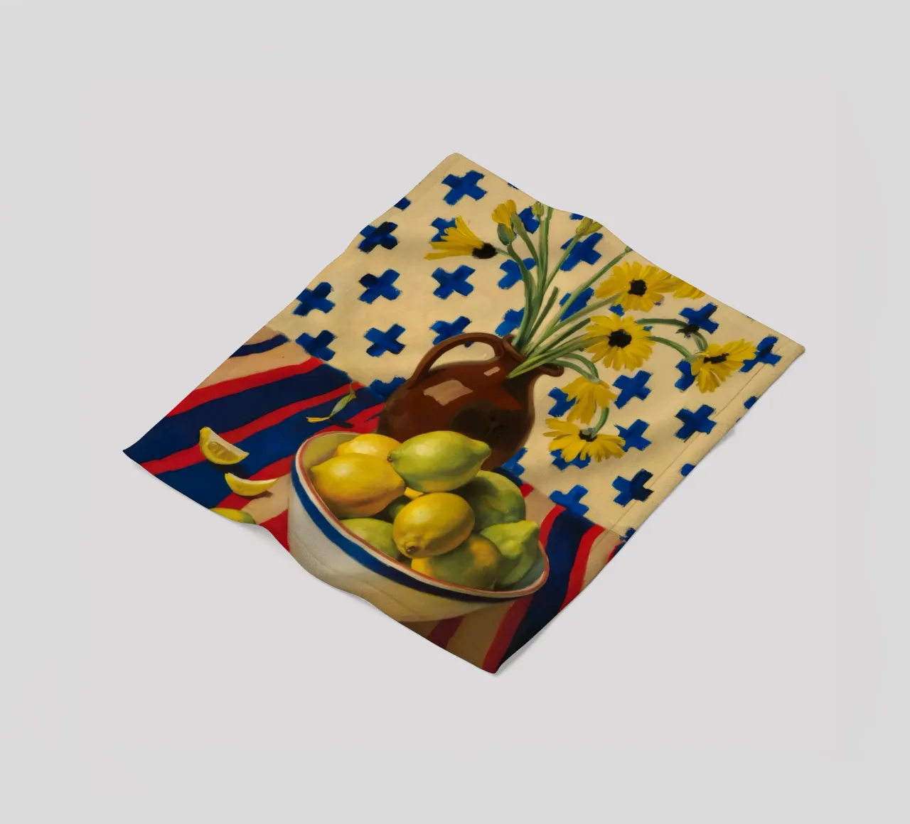 Gemustertes Kreuz Zitronen Fleecedecke von Tiga Bersama