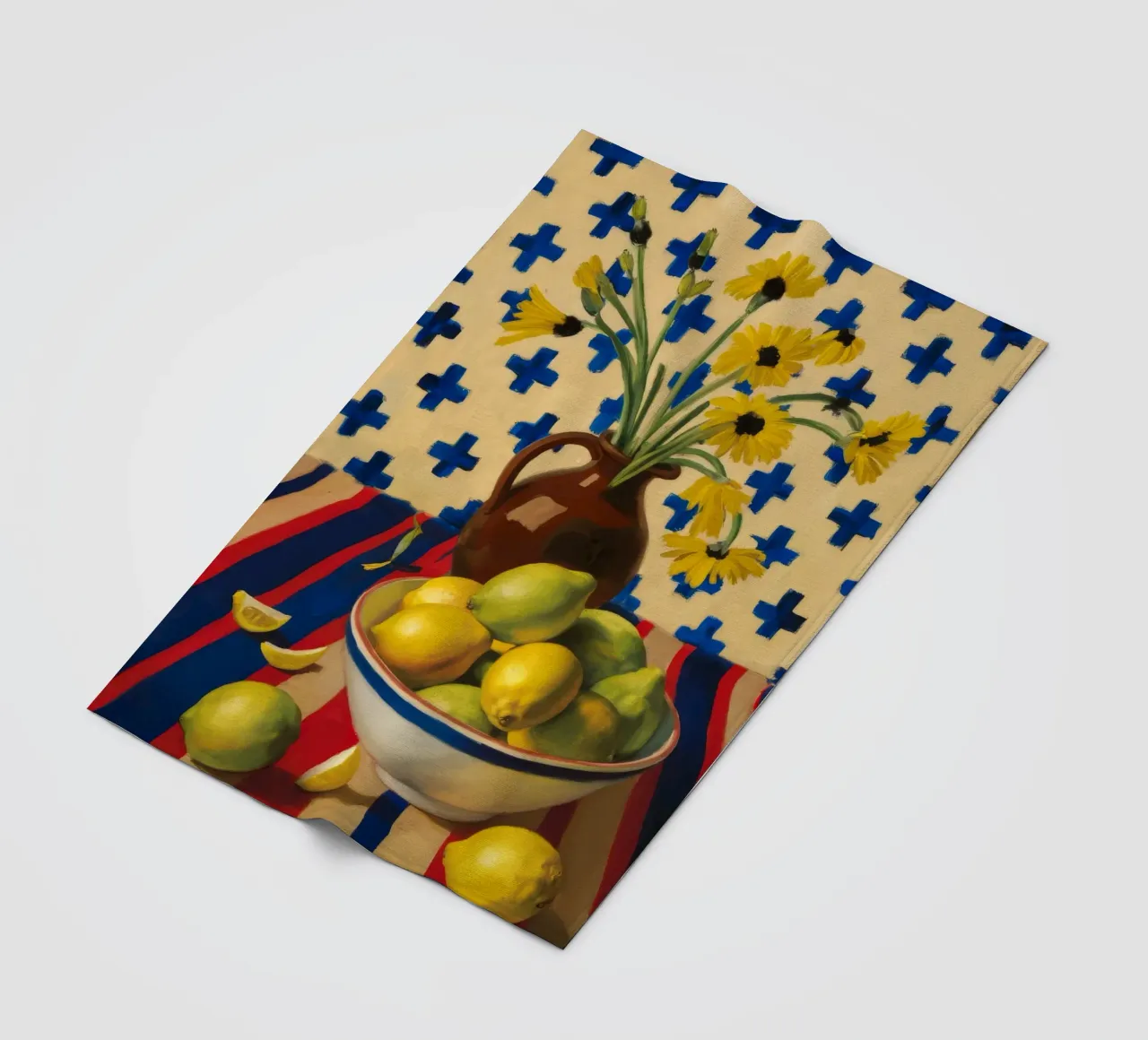 Gemustertes Kreuz Zitronen Fleecedecke von Tiga Bersama