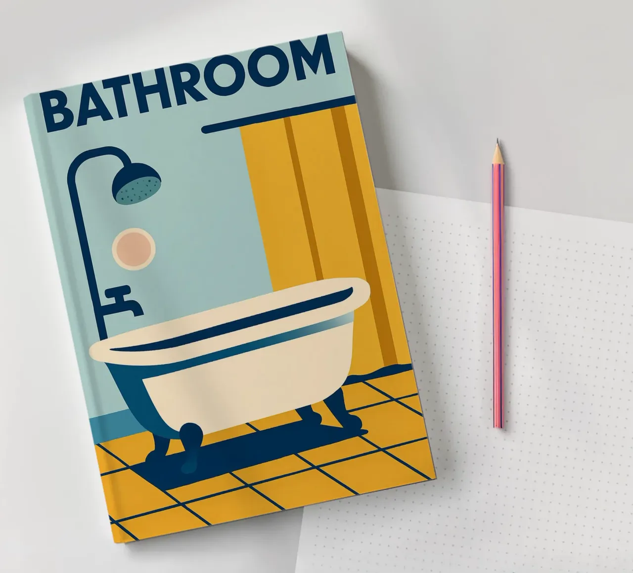 Bathroom - The retro style that adds charm to your walls notebook by Art Typo Essentiel