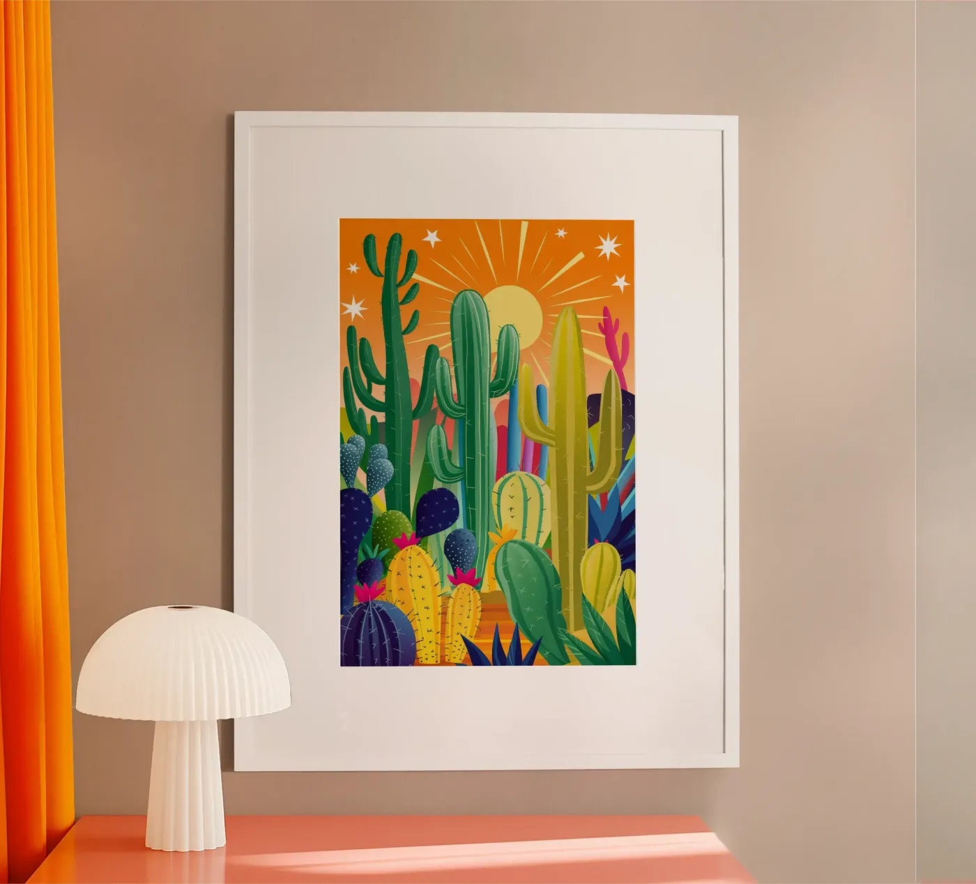 Woestijnzon Cactus poster van FadeAura