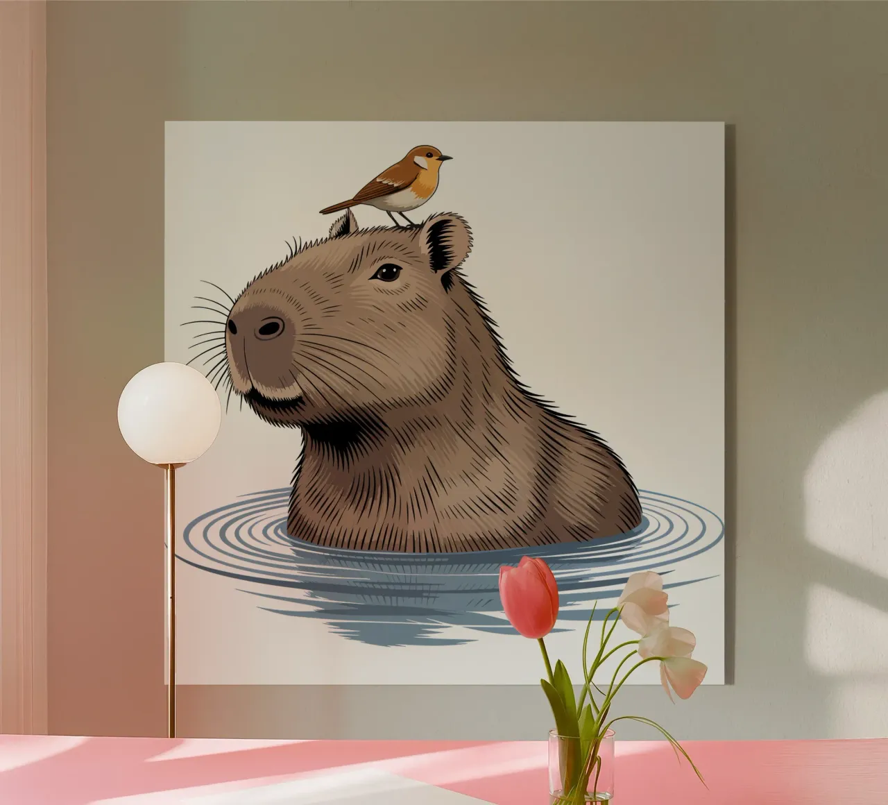 Capy & Bara beim Baden plexiglass da Capy & Bara
