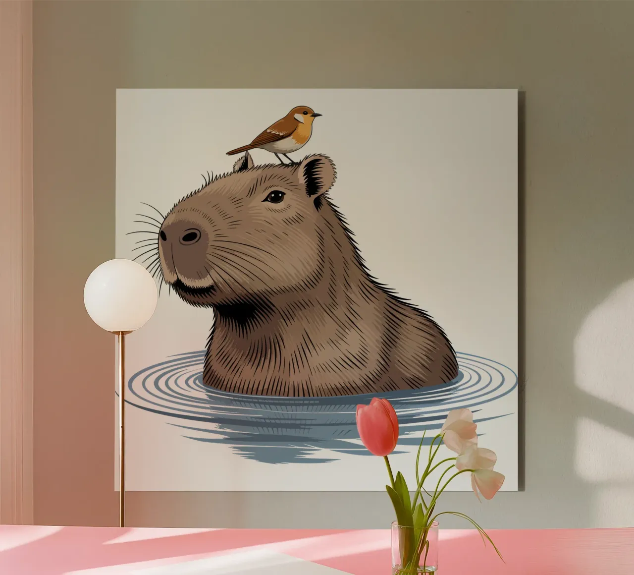 Capy & Bara beim Baden alluminio dibond da Capy & Bara