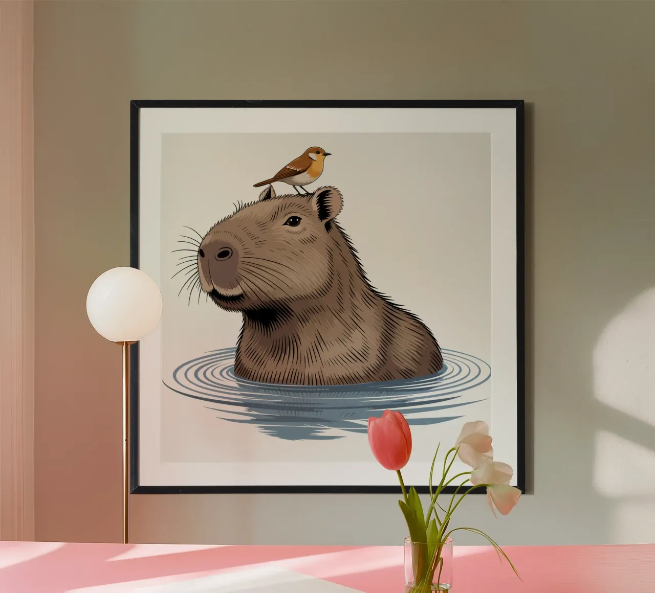 Capy & Bara beim Baden carta hahnemühle da Capy & Bara